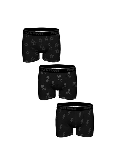 John Frank Three Pack Jacquard Boxer White Beyaz