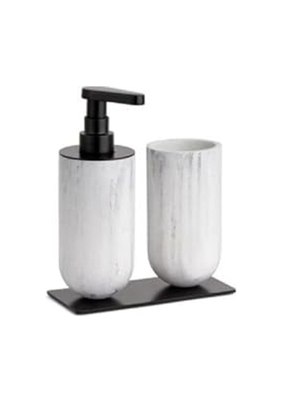 Fırçalığı Sıvı Sabunluk Mermer Deseni Siyah Renk 206x89x170 Mm Çok Renkli