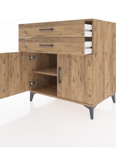 Kronos Şifonyer Tek Raflı 2 Çekmeceli 2 Kapaklı 88x59x96 Çam-çam Çam