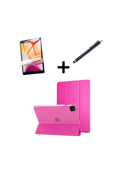 Apple Uyumlu iPad Pro 11 1. 2. 3. 4. Nesil Kılıf Set PU Deri Smart Tablet Kilifi Ekran Koruyucu + Kalem