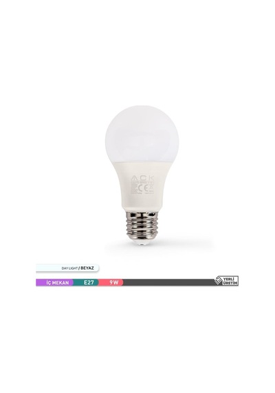 Ack 9w Led A60 E27 Ampul 6500k Aa13-00923 12'li Paket