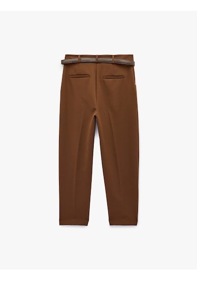 Koton Normal Bel Cepli Kemerli Havuç Pantolon Kahverengi 6sak40140pw Kahve
