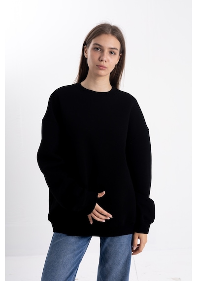 Unisex Siyah Sweatshirt Oversize Siyah