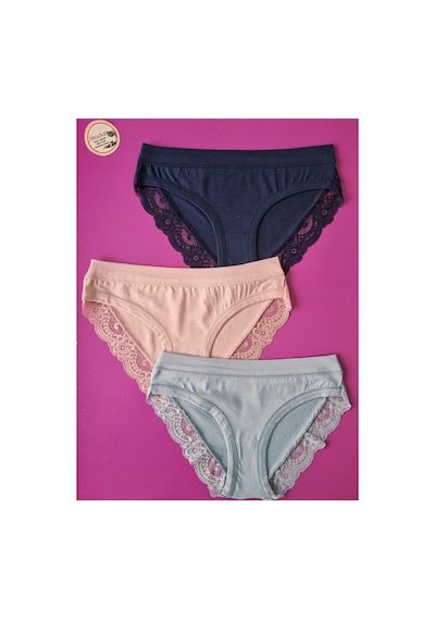 Demirsa Boutique Dantelli Ve Biye Detaylı 3'lü Lacivert, Pudra Ve Mavi Renk Modal Kadın Bikini Külot Lacivert Demirsa Boutique Dantelli Ve Biye Detaylı 3'lü Lacivert, Pudra Ve Mavi Renk Modal Kadın Bikini Külot Lacivert