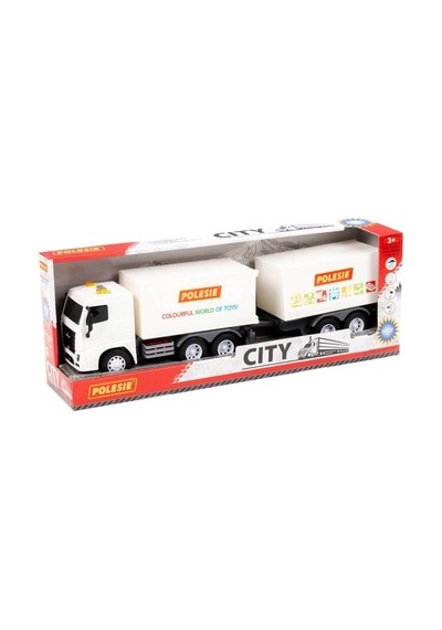 Polesie City-2 Sürtmeli Çift Dorse Tır Işıklı Sesli Beyaz Kabin Kutuda 96388