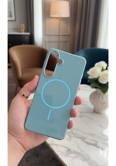 Galaxy A17 İçin Uyumlu Parlak Yapılı Magsafe Özellikli İçi Kadife Kılıf