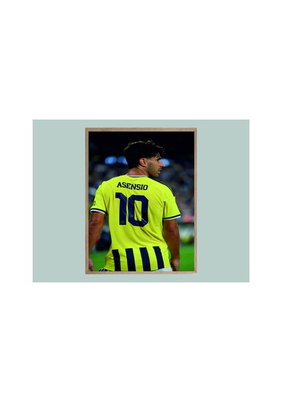 Marco Asensio Sarı Lacivert Doğal Ahşap Çerçeveli Tablo Çok Renkli - 920057599 Çok Renkli