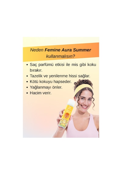 Feminine Aura Summer Uv Koruma Ekstra Hacim Kuru Şampuan 200 Ml Portakal Çiçeği Saç Parfümü Etkili