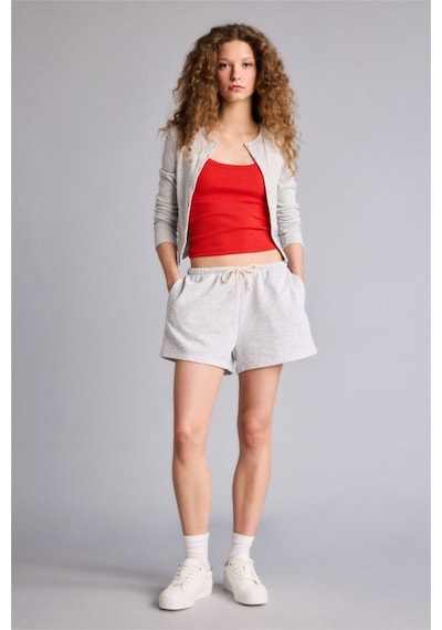 Defacto Standart Fıt Sweatshirt Kumaşı Şort G7956ax26hsgr256 Gri-gr256