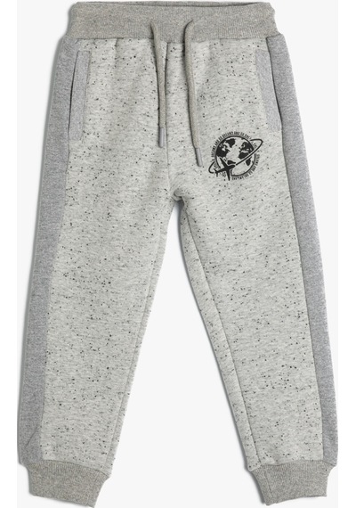 Koton Jogger Eşofman Altı Baskı Detaylı Beli Bağlamalı Cepli Şardonlu Gri 4wkb40214tk 4WKB40214TK031 Gri