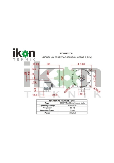 5 Rpm 28W Senkron Motor