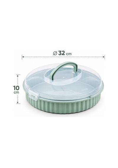 Porsima 0653 Vista Yuvarlak Kek Börek Taşıma Kabı 32 Cm - Mint Yeşili Hamur İşi Fanusu