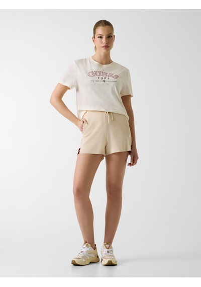 Guess Arianna Boxy Logo Kadın T-shirt V6gı04k2965 Krem