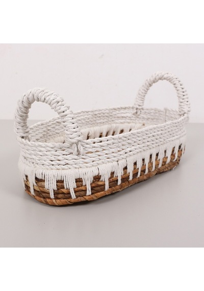 Bodrum 35x16x16 Cm. Doğal Abaka El Yapımı Oval Sepet Bej