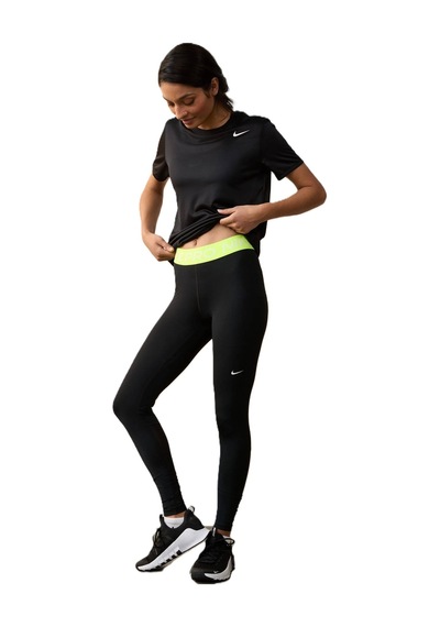 Nike Pro 365 Dri Fit Training Mid Rise Full Length Tight Fit Green Toparlayıcı Tayt Siyah-neon