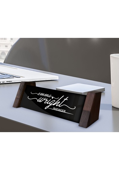 Bk Gift Kişiye Özel İsimli Ahşap Ayaklı Siyah Akrilik Masa İsimliği, Ofis Dekoru, Mesleki Hediye, Ofis Hediyeleri-2 Diğer