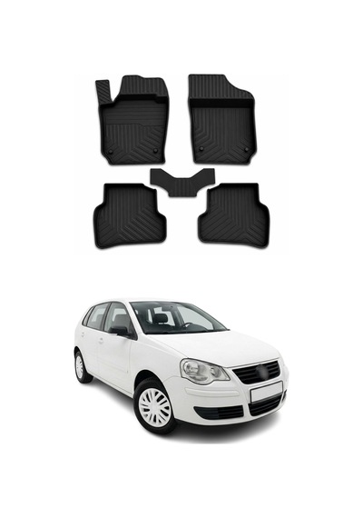 Volkswagen Polo 4.5 2005-2009 Uyumlu 4d Havuzlu Paspas Kauçuk Siyah 5 Parça