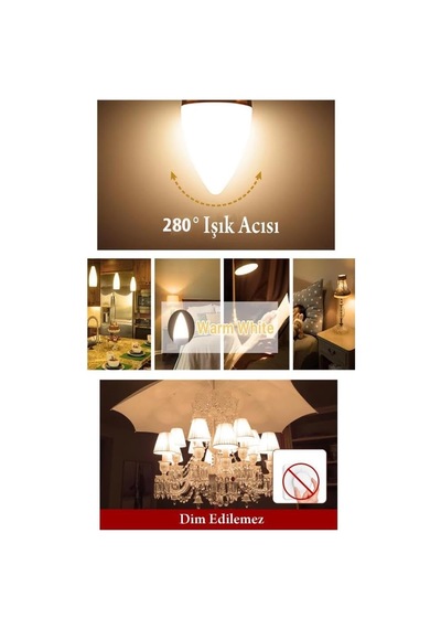 Tr 6w Led Mum Ampul Sarı Işık 3000k 3 Adet - E14 Genel