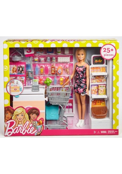 Barbie Süpermarkette Oyun Seti. Alışveriş Sepeti Aksesuarlı Frp01