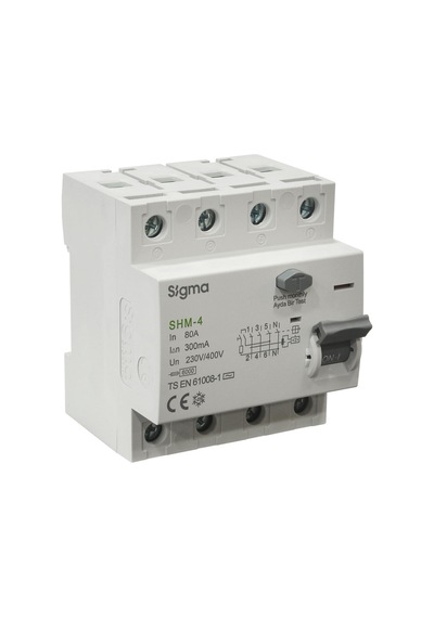 Kaçak Akım Koruma Şalteri Shm 4p 300ma 80a 6ka