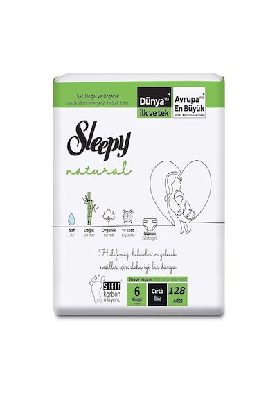Sleepy Natural Bebek Bezi 6 Numara Xlarge 128 Adet