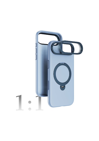 Apple Uyumlu iPhone 17 Air Kılıf M-safe Şarj Özellikli Metal Standlı Sıvı Silikon Lenyes Ck223 Kapak Mavi Mavi
