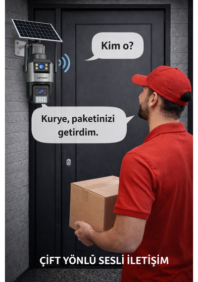2 Kameralı Sim Kartlı Solar Panelli Aov Sürekli Kayıt Yapabilen Gece Görüşlü Güvenlik Kamerası