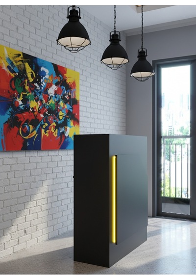 Resital Ledli Karşılama Bankosu G-90 Cm Ofis Kasa Resepsiyon Masası Banko-002-4-4