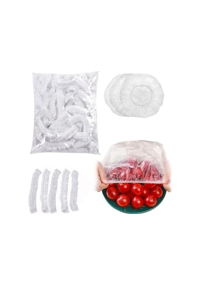 100 Lü Yeniden Kullanılabilir Elastik Plastik Kase Kapakları Şeffaf, 12x30 Cm, Hava Geçirmez Gıda Saklama Bonesi, Ev Ve Restoran İçin