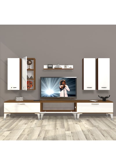 Decoraktiv Eko 8d Slm Silver Tv Ünitesi Tv Sehpası Ceviz - Beyaz
