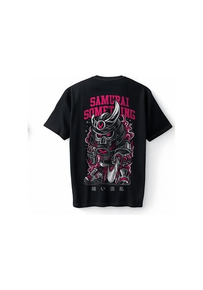 Bumeta Samurai Something Japon Samuray Oversize Unisex Tişört T-shirt Siyah