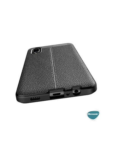 Microsonic Samsung Uyumlu Galaxy A02 Kılıf Deri Dokulu Silikon