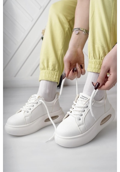 Nesilshoes Nesil Shoes Dvm 5750 Beyaz Havalı Taban Kadın Sneakers