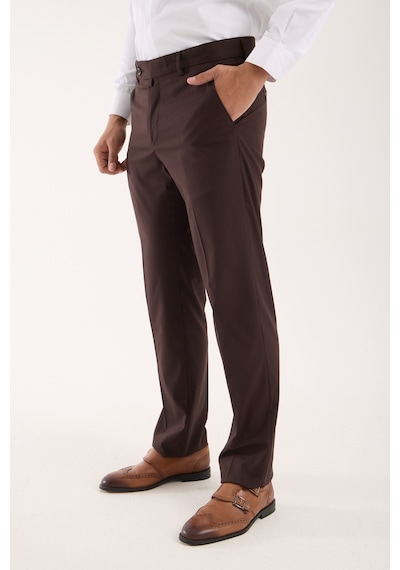Erkek Regular Fit Kumaş Pantolon Kahverengi