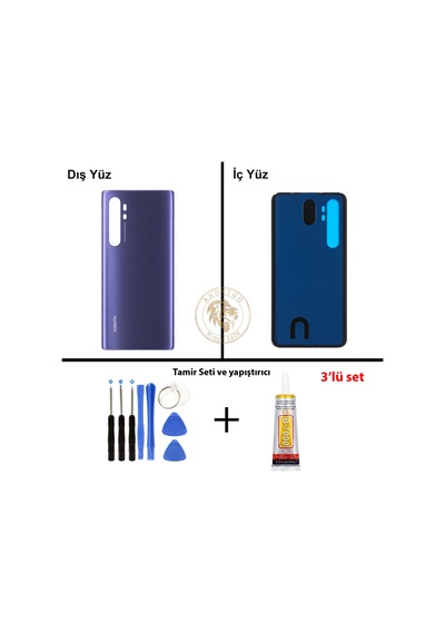 Xiaomi Mi Note 10 Lite Nebula Moru Arka Pil Kapağı Batarya Kapağı + Yapıştırıcı Ve Vida Seti Çok Renkli