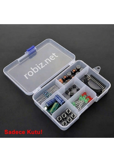 5 Bölmeli Şeffaf Plastik Organizer Kutu 14x9.5x3cm Elektronik Komponent Vida Direnç Saklama Kutusu