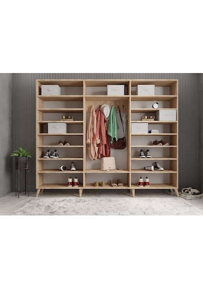 Letto Membran 6 Kapaklı Portmanto Montaj Dahil Meşe Beyaz 240 Cm
