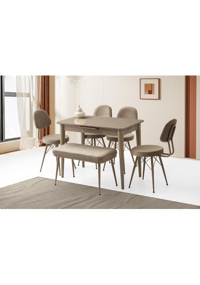 Mini 60 X 100 Milano Mdf Ortadan Açılır Masa 4 Ad Ece Sandalye 1 Ad Sırtsız Mini Bench Mini 60 X 100 Milano Mdf Ortadan Açılır Masa 4 Ad Ece Sandalye 1 Ad Sırtsız Mini Bench