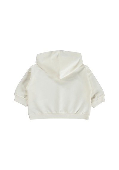 Civil Baby Çiçek Nakışlı Kapşonlu Basic 6-18 Ay Sweatshirt - Ekru