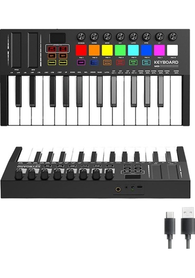 Midex İmpressive Paket - 4 Stüdyo Ekipmanları Seti Monitör Mikrofon Ses Kartı Kulaklık Midi Klavye