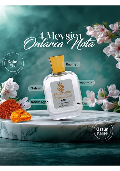 Hediyelik Set Özel Kadın Edp Parfüm Ve Pembe Deri Kartlık- Elma, Nilüfer, Yasemin Notalari, K-289 Amber