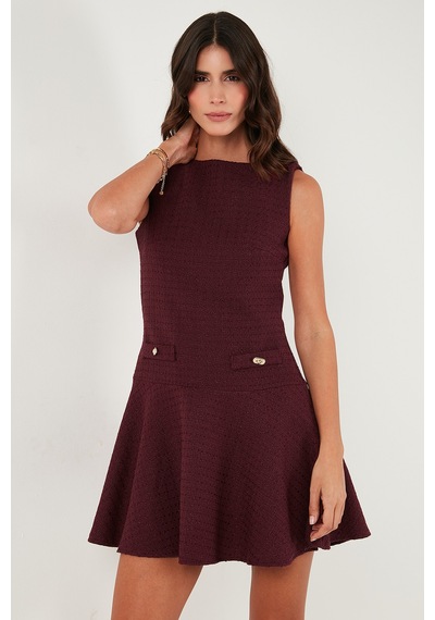 Lela Bayan Elbise 6525687 Bordo Bordo