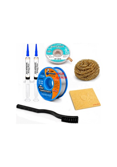 Lehim Seti 0,8 Mm 40 Gr Lehim Teli 2 Li Flux Cp-3515 Lehim Emme Teli Fırça Ve Havya Ucu Temizleme Set St306