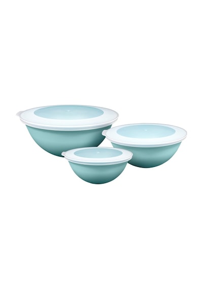Ceronni Lunar Kapaklı Kase 3lü Set 3lt 2lt 1lt Turkuaz Turkuaz