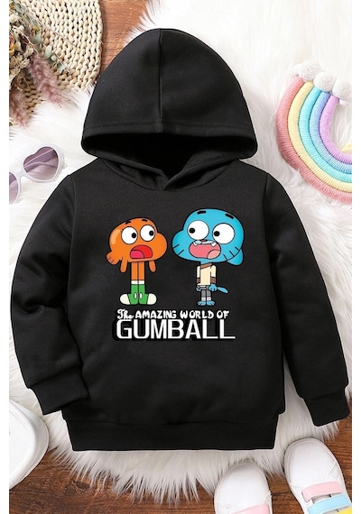 Uyguntarz Çocuk Gumball Baskılı Sweatshirt Siyah