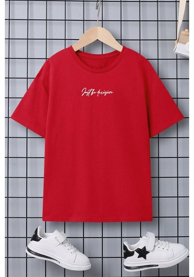 Uyguntarz Çocuk Challange Baskılı Pamuklu Tshirt Kırmızı