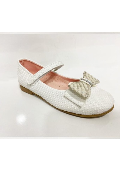 İremsu 9101-24 Baskı Deri Fashion Kız Çocuk Babet 31-36 Beyaz