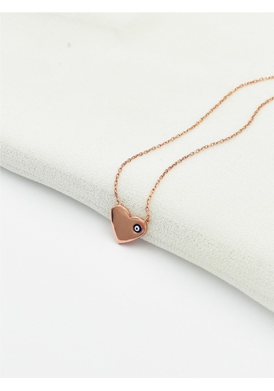 Brezza Lusso Jewelry  925 Ayar Gümüş Nazar Gözlü Mineli Kalp Kadın Kolye 4 42 CM 42 CM