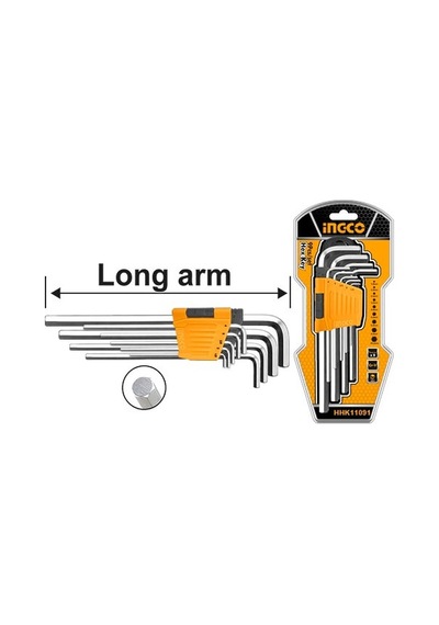 Ingco Endüstriyel 9'Lu Uzun Alyan Anahtar Seti 1.5-10Mm Hhk11091