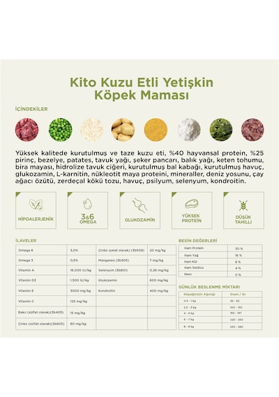 Kito Kuzu Etli Yetişkin Köpek Maması 7 KG + Kito Fresh Tanışma Paketi Köpek Yemeği 6'lı